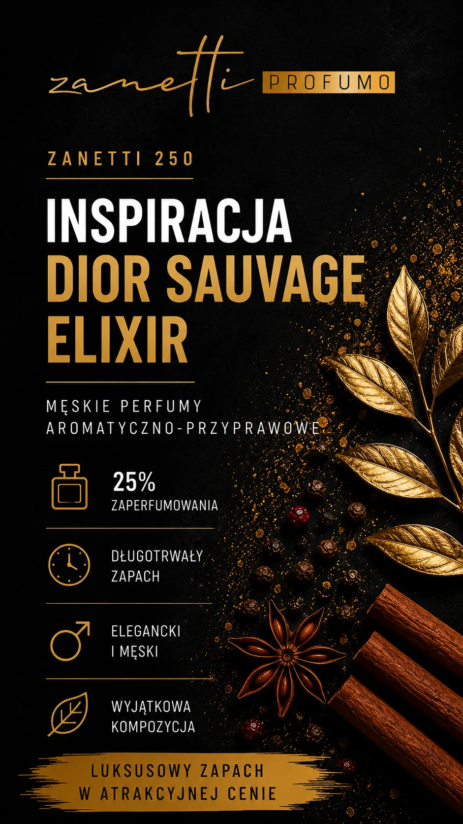 Zanetti 250 – zamiennik Dior Sauvage Elixir | 25% perfum
