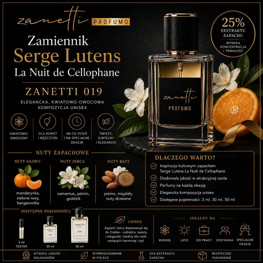 Zamiennik Serge Lutens La Nuit de Cellophane – Zanetti 019 | Perfumy unisex